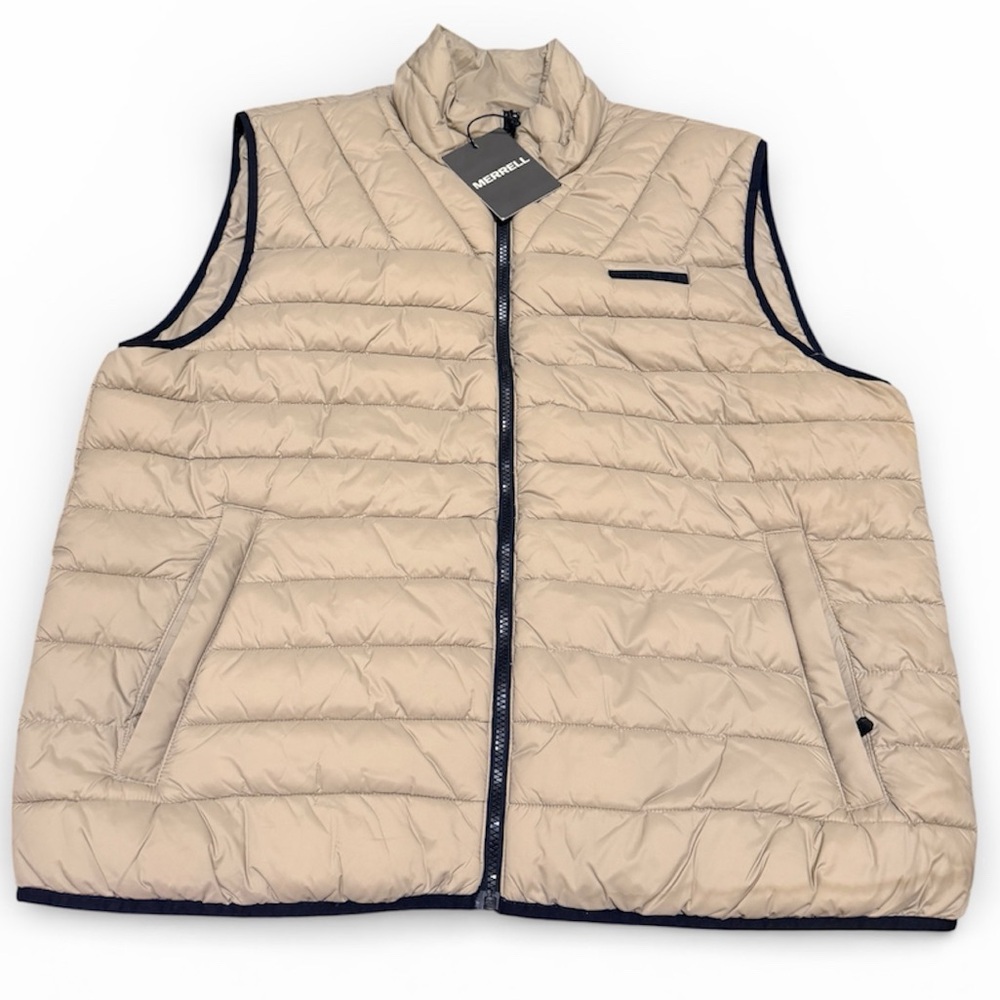 MERRELL Men's Kane Super Lightweight Packable Puffer Vest Khaki SZ XL BRAND NEW